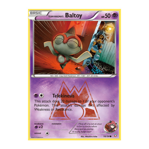 Team Magma's Baltoy 10/34 XY Double Crisis Common Pokemon Card NEAR MINT TCG