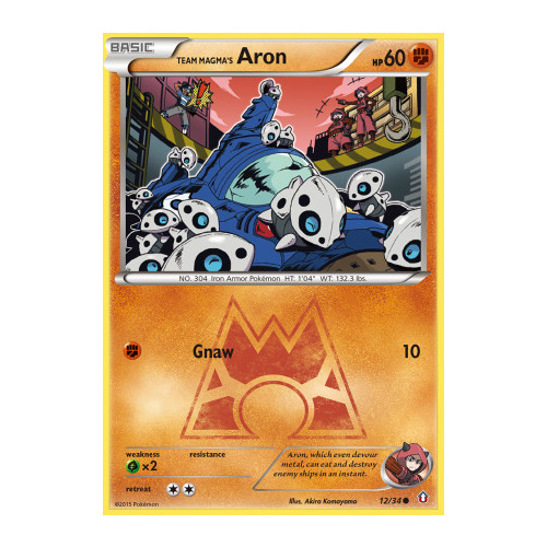 Team Magma's Aron 12/34 XY Double Crisis Common Pokemon Card NEAR MINT TCG