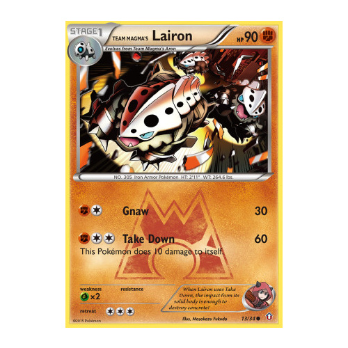 Team Magma's Lairon 13/34 XY Double Crisis Common Pokemon Card NEAR MINT TCG