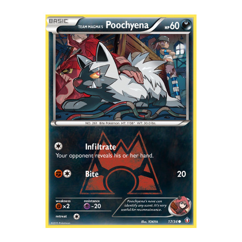 Team Magma's Poochyena 17/34 XY Double Crisis Common Pokemon Card NEAR MINT TCG