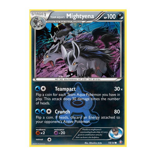 Team Aqua's Mightyena 18/34 XY Double Crisis Common Pokemon Card NEAR MINT TCG