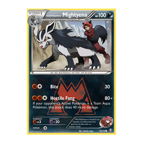 Team Magma's Mightyena 19/34 XY Double Crisis Common Pokemon Card NEAR MINT TCG