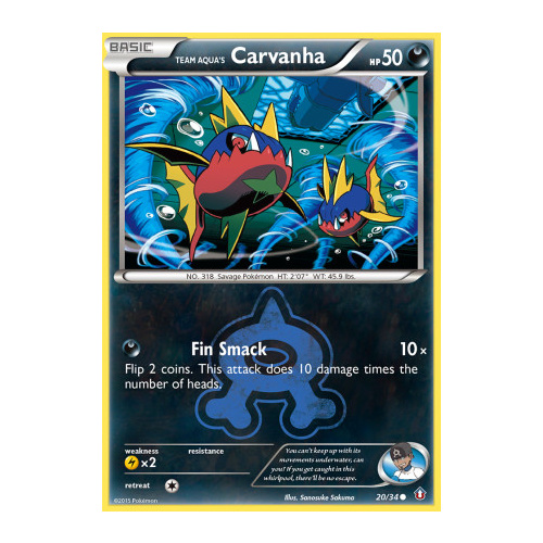 Team Aqua's Carvanha 20/34 XY Double Crisis Common Pokemon Card NEAR MINT TCG