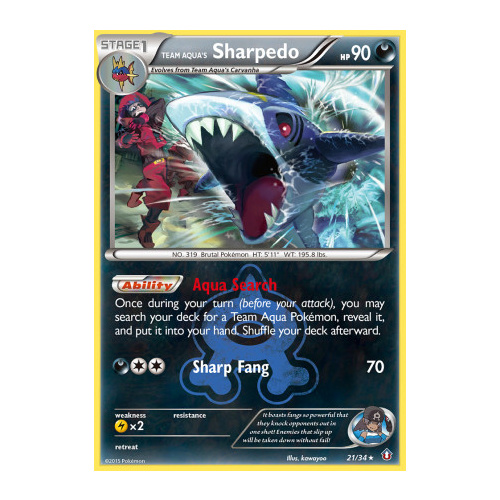 Team Aqua's Sharpedo 21/34 XY Double Crisis Holo Rare Pokemon Card NEAR MINT TCG