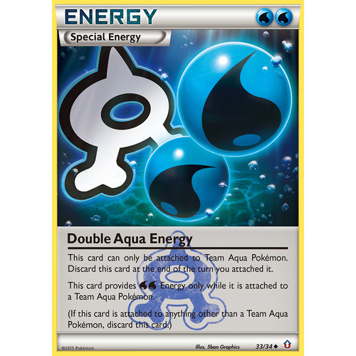 Double Aqua Energy 33/34 XY Double Crisis Uncommon Pokemon Card NEAR MINT TCG
