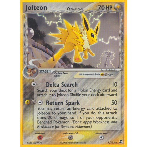 Jolteon (Delta Species) 7/113 EX Delta Species Holo Rare Pokemon Card NEAR MINT TCG