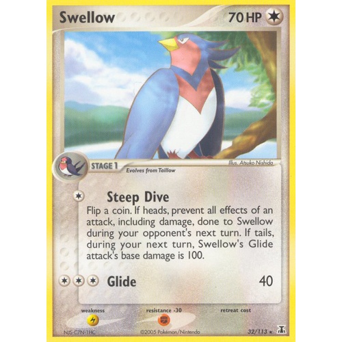 Swellow 32/113 EX Delta Species Rare Pokemon Card NEAR MINT TCG