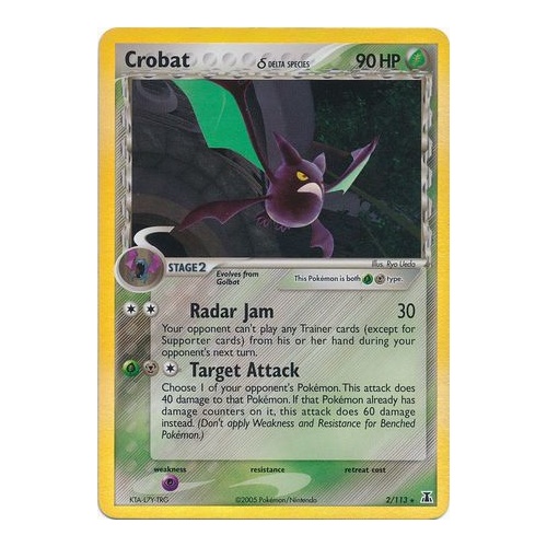 Crobat (Delta Species) 2/113 EX Delta Species Reverse Holo Rare Pokemon Card NEAR MINT TCG