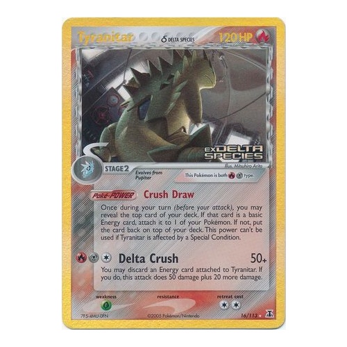 Tyranitar (Delta Species) 16/113 EX Delta Species Reverse Holo Rare Pokemon Card NEAR MINT TCG