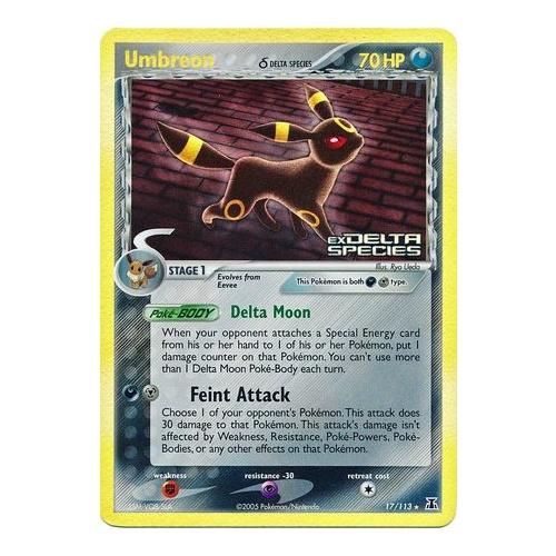 Umbreon (Delta Species) 17/113 EX Delta Species Reverse Holo Rare Pokemon Card NEAR MINT TCG