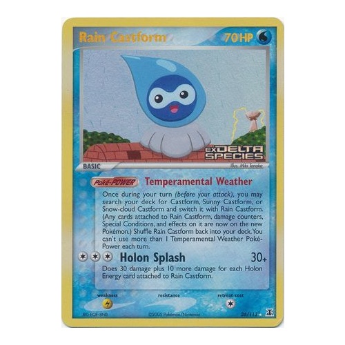 Rain Castform 26/113 EX Delta Species Reverse Holo Rare Pokemon Card NEAR MINT TCG