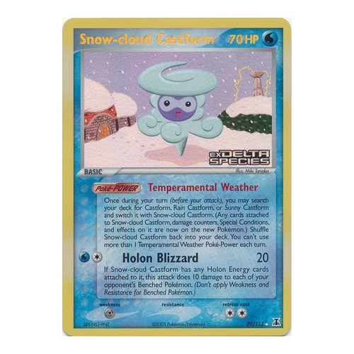 Snow-cloud Castform 29/113 EX Delta Species Reverse Holo Rare Pokemon Card NEAR MINT TCG
