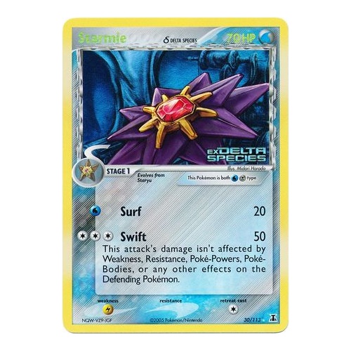 Starmie (Delta Species) 30/113 EX Delta Species Reverse Holo Rare Pokemon Card NEAR MINT TCG