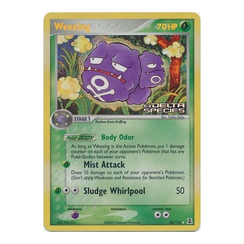 Weezing 33/113 EX Delta Species Reverse Holo Rare Pokemon Card NEAR MINT TCG