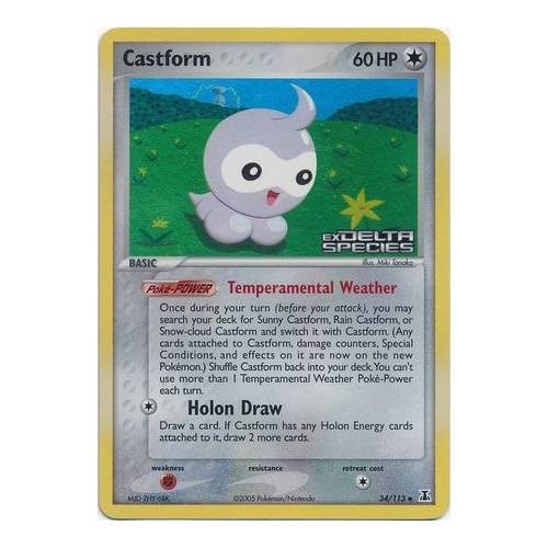 Castform 34/113 EX Delta Species Reverse Holo Uncommon Pokemon Card NEAR MINT TCG