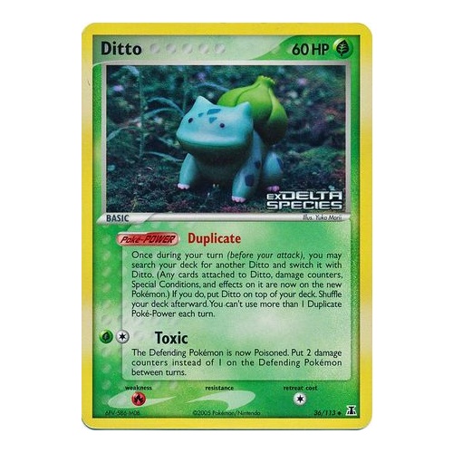 Ditto (Bulbasaur) 36/113 EX Delta Species Reverse Holo Uncommon Pokemon Card NEAR MINT TCG