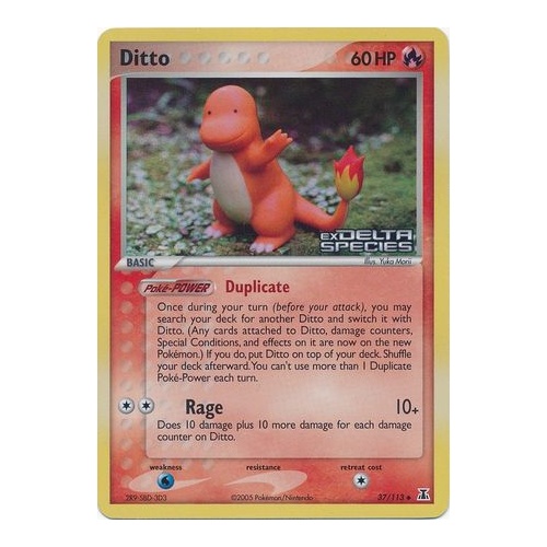 Ditto (Charmander) 37/113 EX Delta Species Reverse Holo Uncommon Pokemon Card NEAR MINT TCG