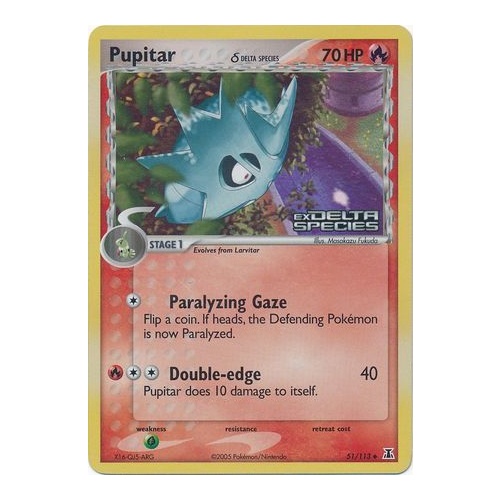 Pupitar (Delta Species) 51/113 EX Delta Species Reverse Holo Uncommon Pokemon Card NEAR MINT TCG