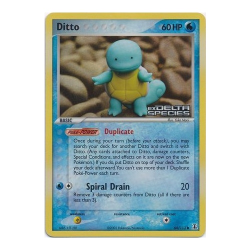 Ditto (Squirtle) 64/113 EX Delta Species Reverse Holo Common Pokemon Card NEAR MINT TCG
