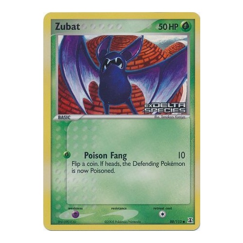 Zubat 88/113 EX Delta Species Reverse Holo Common Pokemon Card NEAR MINT TCG