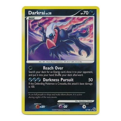 Darkrai 3/106 DP Great Encounters Reverse Holo Rare Pokemon Card NEAR MINT TCG
