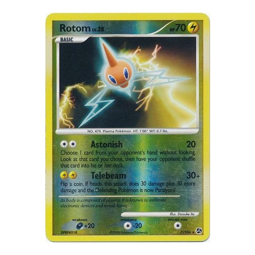 Rotom 7/106 DP Great Encounters Reverse Holo Rare Pokemon Card NEAR MINT TCG