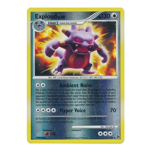 Exploud 17/106 DP Great Encounters Reverse Holo Rare Pokemon Card NEAR MINT TCG