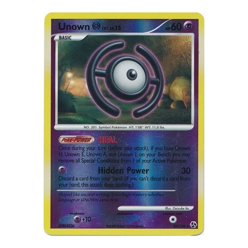 Unown H 29/106 DP Great Encounters Reverse Holo Rare Pokemon Card NEAR MINT TCG