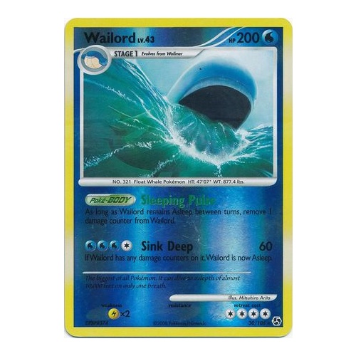 Wailord 30/106 DP Great Encounters Reverse Holo Rare Pokemon Card NEAR MINT TCG