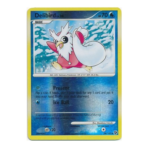 Delibird 36/106 DP Great Encounters Reverse Holo Uncommon Pokemon Card NEAR MINT TCG