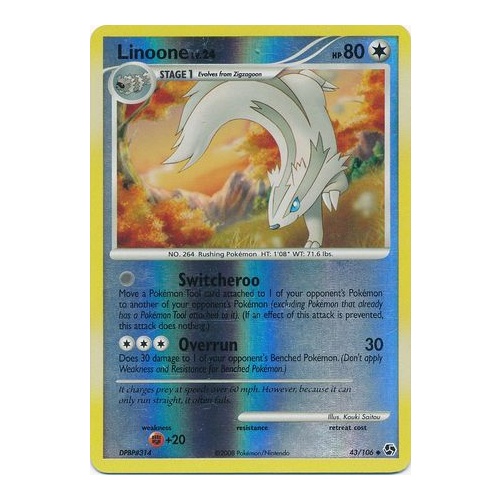 Linoone 43/106 DP Great Encounters Reverse Holo Uncommon Pokemon Card NEAR MINT TCG