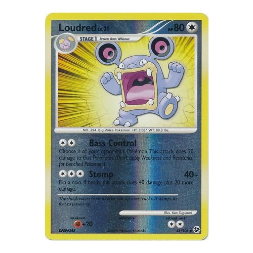 Loudred 44/106 DP Great Encounters Reverse Holo Uncommon Pokemon Card NEAR MINT TCG