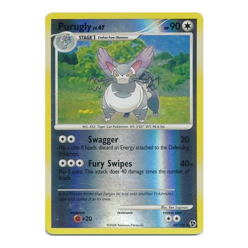 Purugly 50/106 DP Great Encounters Reverse Holo Uncommon Pokemon Card NEAR MINT TCG