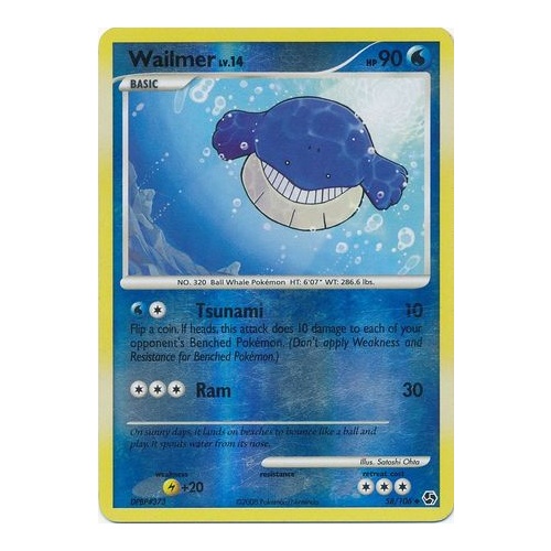 Wailmer 58/106 DP Great Encounters Reverse Holo Uncommon Pokemon Card NEAR MINT TCG