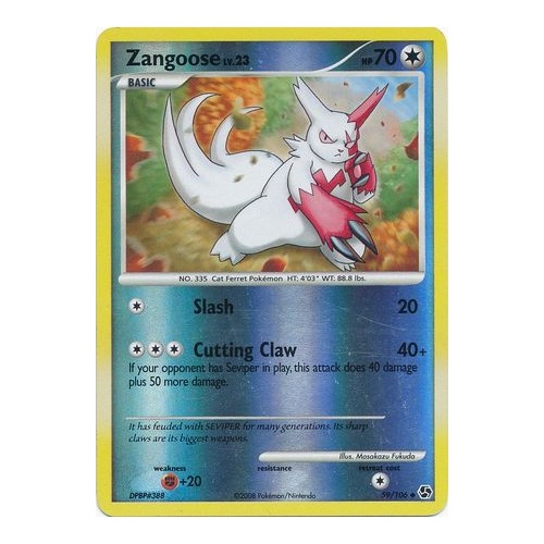 Zangoose 59/106 DP Great Encounters Reverse Holo Uncommon Pokemon Card NEAR MINT TCG
