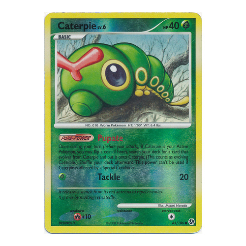 Caterpie 63/106 DP Great Encounters Reverse Holo Common Pokemon Card NEAR MINT TCG