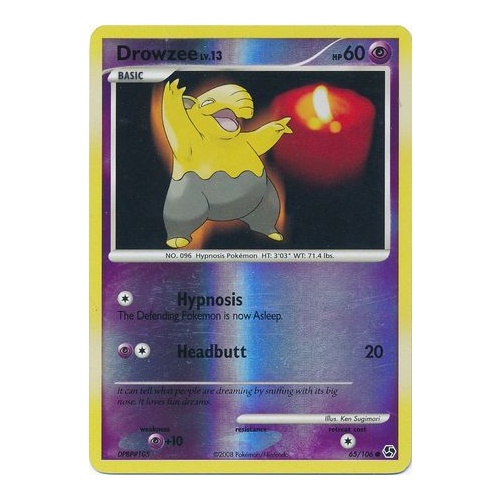 Drowzee 65/106 DP Great Encounters Reverse Holo Common Pokemon Card NEAR MINT TCG