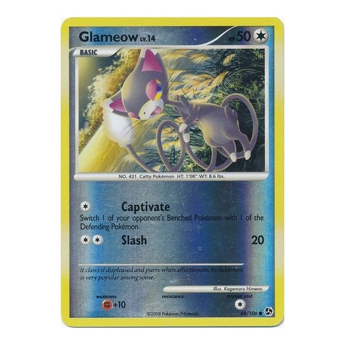 Glameow 68/106 DP Great Encounters Reverse Holo Common Pokemon Card NEAR MINT TCG