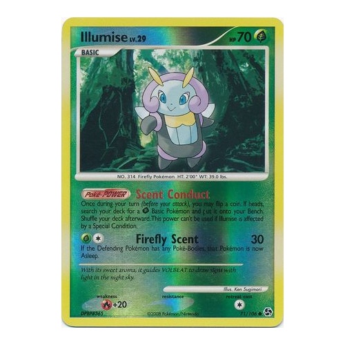 Illumise 71/106 DP Great Encounters Reverse Holo Common Pokemon Card NEAR MINT TCG