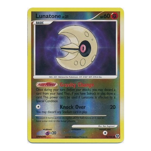 Lunatone 76/106 DP Great Encounters Reverse Holo Common Pokemon Card NEAR MINT TCG