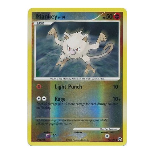 Mankey 79/106 DP Great Encounters Reverse Holo Common Pokemon Card NEAR MINT TCG