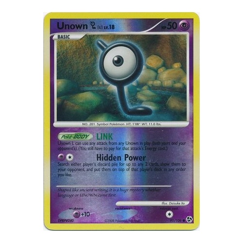 Unown L 91/106 DP Great Encounters Reverse Holo Common Pokemon Card NEAR MINT TCG