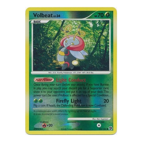 Volbeat 92/106 DP Great Encounters Reverse Holo Common Pokemon Card NEAR MINT TCG