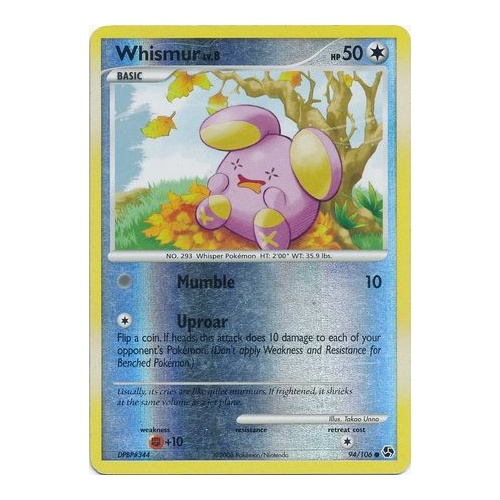 Whismur 94/106 DP Great Encounters Reverse Holo Common Pokemon Card NEAR MINT TCG