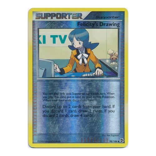 Felicity's Drawing 98/106 DP Great Encounters Reverse Holo Uncommon Trainer Pokemon Card NEAR MINT TCG