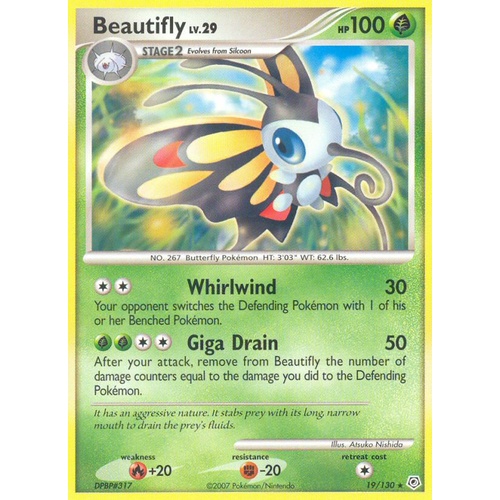 Beautifly 19/130 DP Base Set Rare Pokemon Card NEAR MINT TCG