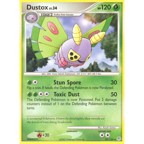 Dustox 25/130 DP Base Set Rare Pokemon Card NEAR MINT TCG