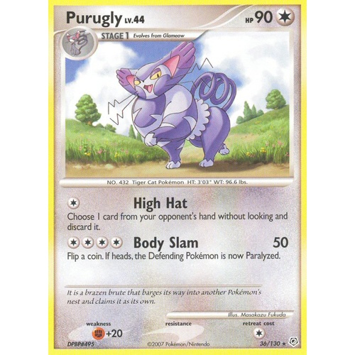 Purugly 36/130 DP Base Set Rare Pokemon Card NEAR MINT TCG
