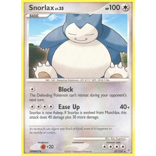 Snorlax 37/130 DP Base Set Rare Pokemon Card NEAR MINT TCG
