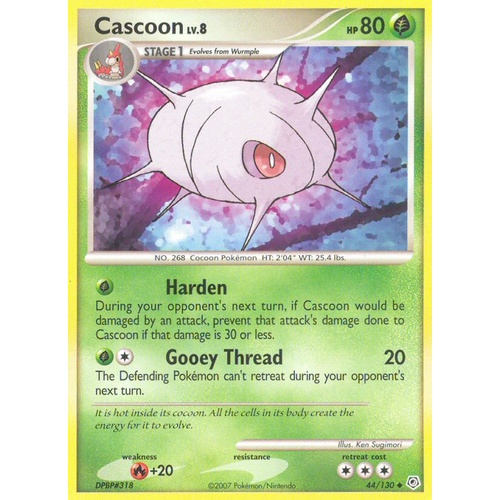 Cascoon 44/130 DP Base Set Uncommon Pokemon Card NEAR MINT TCG